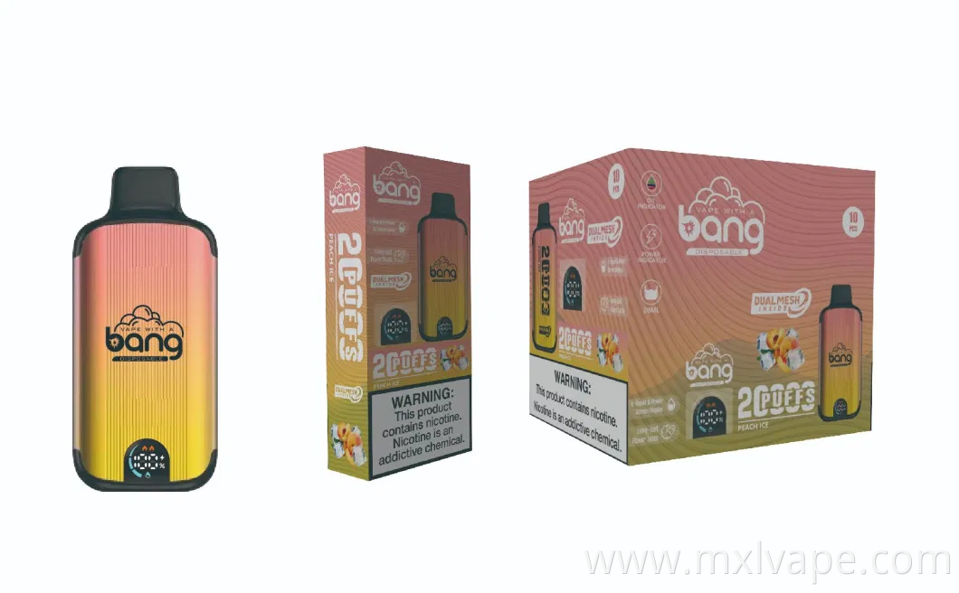 Factory Direct Disposable Electronic Cigarette Bang Smart Screen 20000 Puffs Battery: 650mAh. Type-C Can Support Alibaba Payment